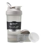 BlenderBottle Shaker Bottle with Pill Organizer and Storage for Protein Powder, Classic V2 ProStak System, 22-Ounce, Smoke Grey