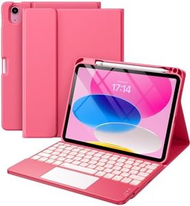 Harvopu Compatible for iPad 10th Generation Case with Keyboard (10.9", 2022), Folio Keyboard Cover with Pencil Holder, Multi-Touch Trackpad, 7 Color Backlit, Detachable Keyboard for iPad 10 Gen (Pink)