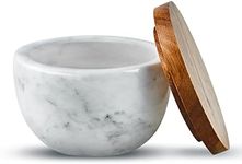 MarcZero Large Salt Box Spice Seasonings Keeper Pepper Container,Marble Base with Wooden Cover,Salt Cellar Big Capacity Elegant Design (White)