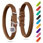 WAUDOG Ultra Soft Rolled Leather Dog Collar for Small Dogs - Soft Padded Dog Collars for Medium Dogs - Puppy Collars for Large Breed Dogs - Male and Female Dog Collar