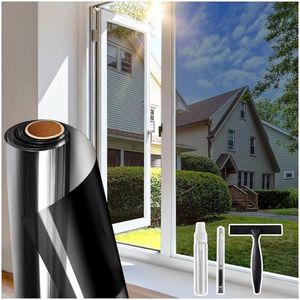 Coavas One Way Window Privacy Film, Window Tint for Home, Daytime Reflective Mirror Glass Windows Coverings Heat UV Blocking See Out Not in, Black, 41.3 X 393.7 Inch