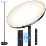 OUTON LED Uplighter Floor Lamp 30W 3000LM, Bright Modern Torchiere Dimmable Standing Lamp, Remote Touch Control & 4 Color Temperatures, 1 Hour Timer for Living Room, Bedroom, Office, Black