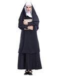 HDE Nun Costume for Women Traditional Adult Sister Black Robe and Habit Religious Halloween Costumes