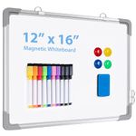 ARCOBIS Small Dry Erase White Board, 12 Inch x 16 Inch Magnetic Hanging Double-Sided Whiteboard for Wall, Portable Mini White Board for Kids Drawing, Kitchen Grocery List, Cubicle Planning Memo Board