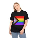 RAGINI V LGBTQ+ Plus Size Edition Unisex Soft Cotton Blend Tshirt (Pack of 1 | LGBTQ+ Flag Graphic Print | Casual Half Sleeve) Black