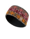 Pachamama Women Wool Ear Warmer Headband Fleece Lined Handknitted Stars Grey Multicoloured One-Size Handmade Fair Trade