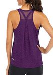 ICTIVE Workout Tops for Women Loose fit Racerback Tank Tops for Women Mesh Backless Muscle Tank Running Tank Tops Workout Tank Tops for Women Yoga Tops Athletic Exercise Gym Tops Dark Purple XL