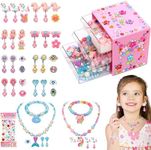 Toys for Girls Jewelry,37PCS Princess Toddler Girl Toys Age 6-8 for Pretend Play & Dress Up, Adjustable Ring Clip on Earrings Kids Toys for 3 4 5 6 7 8 9 Year Old Girls Christmas Birthday Gifts Ideas