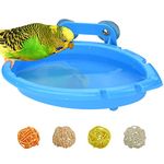 Mygeromon Bird Bath for Cage-Small Tub Bowl for Hang Inside Cage Birdbath Shower for Parrot/Parakeets/Cockatiels/Canary/Budgerigar (Blue)
