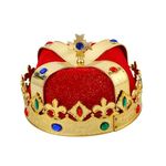 HPMAISON King Crown Hat Headwear Halloween Carnival Headdress Fancy Dress Cosplay Costume Accessories Queen Tiara Royal Prince Red with Rhinestone