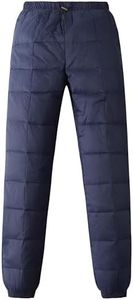Gihuo Snow Pants Womens Winter Windproof Down Pants Warm Outdoor Ski Pants Padded Loose Ultralight Warm Trousers(Navy,Large)