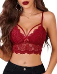 Avidlove Cropped Bralette Top Lingerie for Women Y2k Lace Bralettes Rave Top (Wine Red, XX-Large)