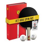 Killerspin JET 600 Table Tennis Paddle, Ping Pong Paddle for Intermediate or Advanced Players, Table Tennis Racket with Wood Blade, Nitrx Rubber Grips Ping Pong Balls, Memory Box for Storage – Red & Black
