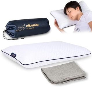 Alkamto Oreiller orthopédique pour Enfant - Mousse à mémoire de Forme avec Housse en Coton supplémentaire pour Enfants et Jeunes Enfants - Oreiller viscoélastique - Sac Facile à Transporter
