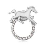 SenFai Horse Lucky Horseshoe Magnetic Brooch Eyeglass Holder 3 Tone, Crystal