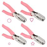 FOCCTS 4 Pieces Handheld Hole Puncher, Metal Handle Paper Punch, Handheld Punch for Paper, Paper Puncher for DIY Crafting Scrapbooking Tags Clothing Ticket, Star, Circle, Heart Shaped Holes