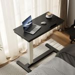 Muwuele Solid Wood Overbed Bedside Table with Wheels,Tilt Top Hospital Bed Table Adjustable Over The Bed,Rolling Bed Desk for Hospital and Home Use (Black)