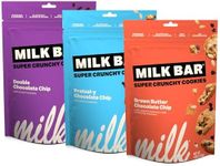 MILK BAR Super Crunchy Cookies - Double Chocolate Chip, Pretzel-y Chocolate Chip, and Brown Butter Chocolate Chip | Crunchy Bite-Sized Cookies With No Artificial Flavors or Preservatives | Pack of 3, 4.5oz Bags