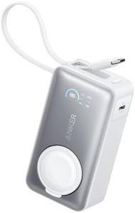 Anker MagGo Power Bank pour Apple Watch, Pack de Batteries Compact Certifié 10 000 mAh avec Câble USB-C Intégré, 35 W Max, pour iPhone 16/15, Samsung, iPad, AirPods, et Plus