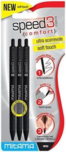 MITAMA 61917- Penna scatto Semi Gel ultra Scorrevole Soft Touch, punta 1 mm, Nero, 3 Pezzi