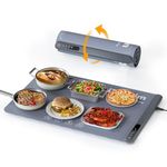 Extra Large Food Warming Tray with Adjustable Temperature Control, Electric Server Warmer Mat, Hot Plate for Buffets, Restaurants, House Parties, Party Events (24" x 16") - Gray