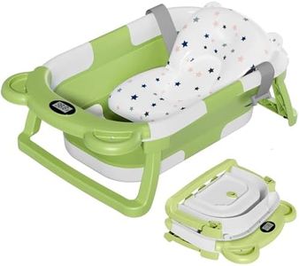 TPN Collapsible Baby Bathtub, Baby Bath Tub with Soft Cushion & Real-Time Thermometer, Baby Bathtub Infant to Toddler Tub (0-36 Months), Portable Newborn Travel Bath Tub