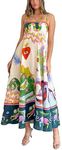 RUIBBWAN Women Cute Print Maxi Cami Dress Summer Spaghetti Strap Sundress Sexy Sleeveless Flowy A-Line Beach Sun Dresses (Heart, M)