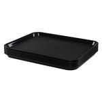 Tstorage 6 Packs Large Plastic Restaurant Serving Tray, 17.16" x 13.38" Cafeteria Fast Food Tray, Black