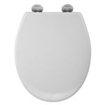 Croydex Constance Flexi-Fix White Soft Close Toilet Seat with Quick Release Button, Anti-Bacterial Treated Thermoset Plastic, Heavy Duty, Adjustable Stainless Steel Hinges Fits Most UK Toilet Bowls