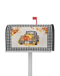 Magnetic Mailbox Cover Oversized 21"x25.5" Fall Black and White Buffalo Plaid Truck with Pumpkins Post Box Cover Mailbox Wraps Post Letter Box Cover for Holiday Garden Yard Outdoor Decor