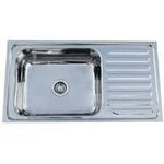 CROCODILE® 304 Grade Stainless Steel Single Bowl Kitchen Sink with Drainboard HI Gloss Finish (36" x 20" x 8", Glossy)