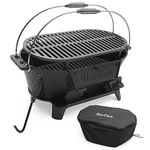 Uno Casa Hibachi Grill - Pre-Seasoned Small Charcoal Grill, Portable Charcoal Grill for Camping, Outdoors, Japanese Hibachi Grill with Double-Sided Grill Net - Waterproof Cover Included