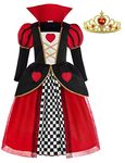 ReliBeauty Red Hearts Girls Costume Queen Dress for Kids Girls with Crown,3T/100