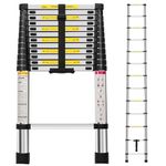 Telescopic Ladder Multi Purpose Loft Ladder, 3.8m 12.5ft Aluminium Extendable Ladder Foldable Ladder