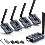 Lielyhod Upgraded Wireless HDMI 4 Receivers and Transmitter with LED Screen, Up to 6 RXs,165FT Plug & Play 1080P HD Output 5.8GHz Extender for TV Box/Laptop/Projector/Camera to Multiple Screens