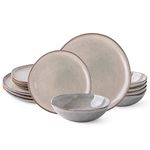 AmorArc Ceramic Dinnerware Sets,Handmade Reactive Glaze Plates and Bowls Set,Highly Chip and Crack Resistant | Dishwasher & Microwave Safe Dishes Set,Service for 4 (12pc)