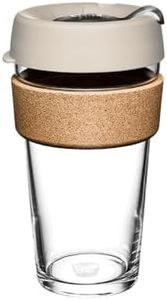 KeepCup Brew Cork - Reusable Coffee Cup Tempered Glass and Natural Cork, Large 16oz/454ml - Filter