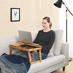 Citaaz Laptop Desk Tray, Breakfast Serving Bed Tray, Computer, Notebook Holder & Stand, Adjustable & Foldable with Flip Top, Bamboo