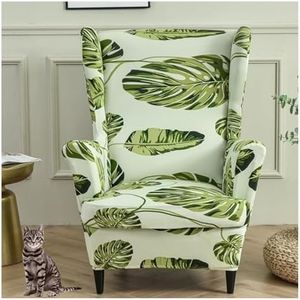 Printed Wing Chair Slipcovers 2 Piece Stretch Wingback Chair Cover Spandex Fabric Wingback Armchair Covers with Elastic Bottom for Living Room Bedroom Wingback Chair (Color : #26)