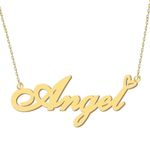 Personalized Name Necklace Engraved Any Name Gold Plated Women's Jewelry Gift for Angel