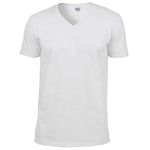 Gildan Men's Soft Style V-Neck T-Shirt, White, X-Large