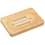 Kandid Eco-Friendly Bamboo Soap Dish with Drainage Slots - Natural Wood Soap Holder for Bathroom and Kitchen (12cm x 8cm x 1cm)