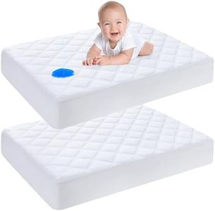 Yoofoss Waterproof Crib Mattress Protector, Quilted Fitted Crib Mattress Pad, Ultra Soft Breathable Toddler Mattress Protector Baby Crib Mattress Cover