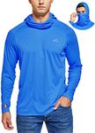 Willit Men's Sun Protection Hoodie UPF 50+ Fishing Hiking Shirt Long Sleeve SPF UV Shirt with Face Mask Lightweight Brilliant Blue L