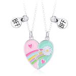 Best Friend Necklace - Friendship Necklace for 2 Girls, Magnetic Heart Rainbow & Daisy Bff Necklaces | Matching Best Friend Girls Gifts for Kids Teens Jewellery Gifts for Women Best Friend Necklaces