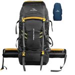 TRAWOC TREKELITE 60L Travel Backpack Hiking Trekking Bag Camping Rucksack for Men & Women with Water Proof Rain Cover/Shoe Compartment MHK004, 3 Year Warranty, Black