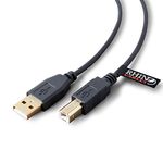 rhinocables USB 2.0 High Speed Printer Lead with Gold Connectors — A-Male to B-Male Cable — 3m Length (Black)