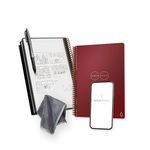 ROCKETBOOK Reusable Digital Notebook - Smart Notepad A5 Red - Wirebound Note Book To Do List Pad, Dotted Paper with Frixion Erasable Pen and Wipe, Office Gadget App Reduce Paper Waste