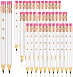 Ireer 36 Pieces Bridal Shower Pencils Golf Pencils with Erasers Half Pencils Pre Sharpened 4 Inch Wedding Pencils 2 HB Mini Hexagon Pencils for Kids Baby Shower Favors Office School Classroom, White