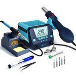 TOAUTO DS882 Soldering Station, 2 in 1 Soldering Iron Hot Air Gun Rework Station Kit with LCD Display,°F /°C, Cool/Hot Air Conversion, Auto Standby & Sleep, Temperature Memory & Lock & Correction